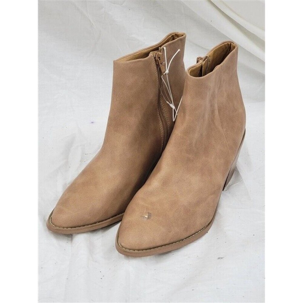 PO Report 7.5 Odeza Tan Cowboy Boots Stacked Heel 120574